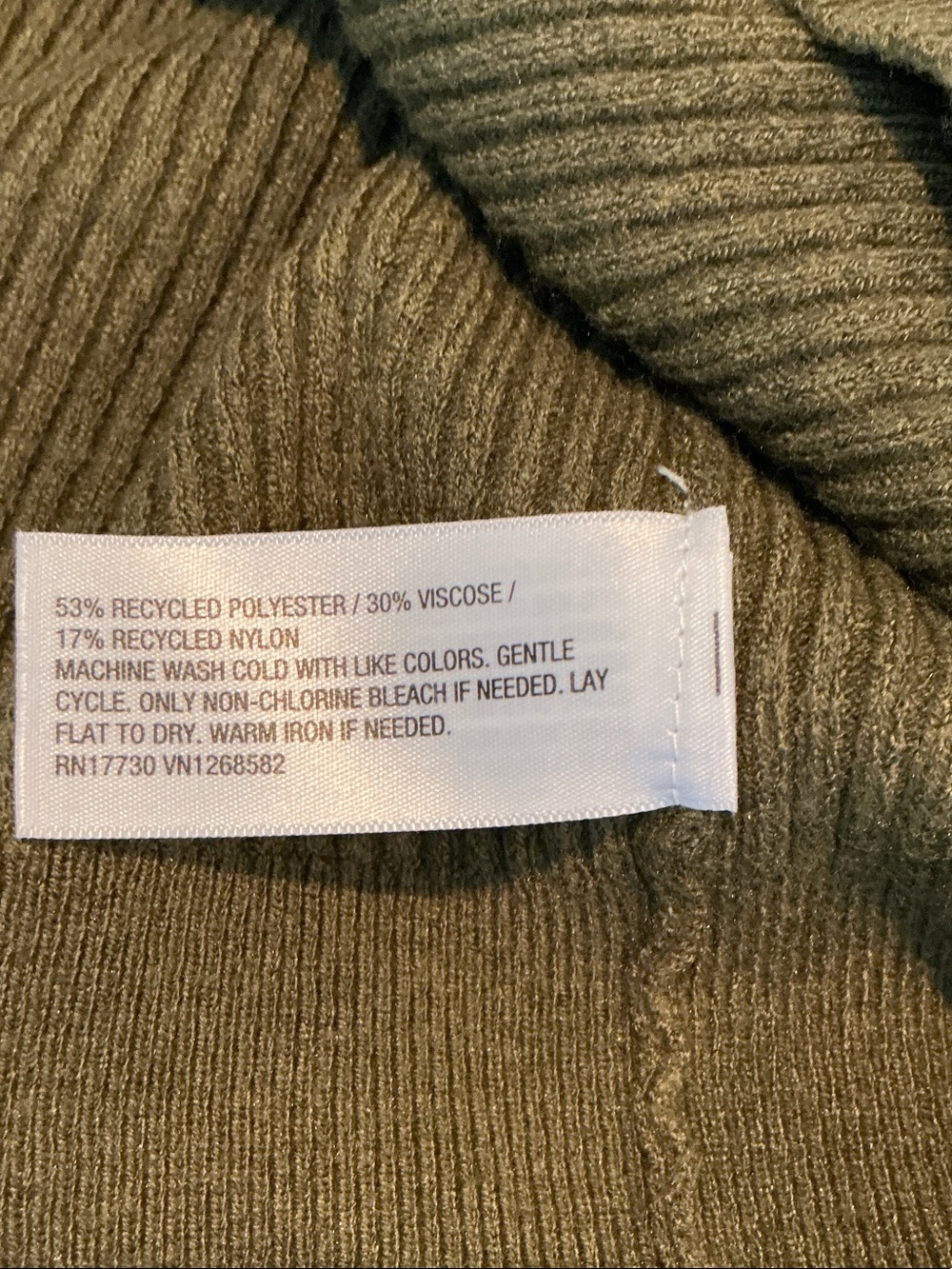 Olive Green Ribbed Button-Front Cardigan - Picture 5 of 6